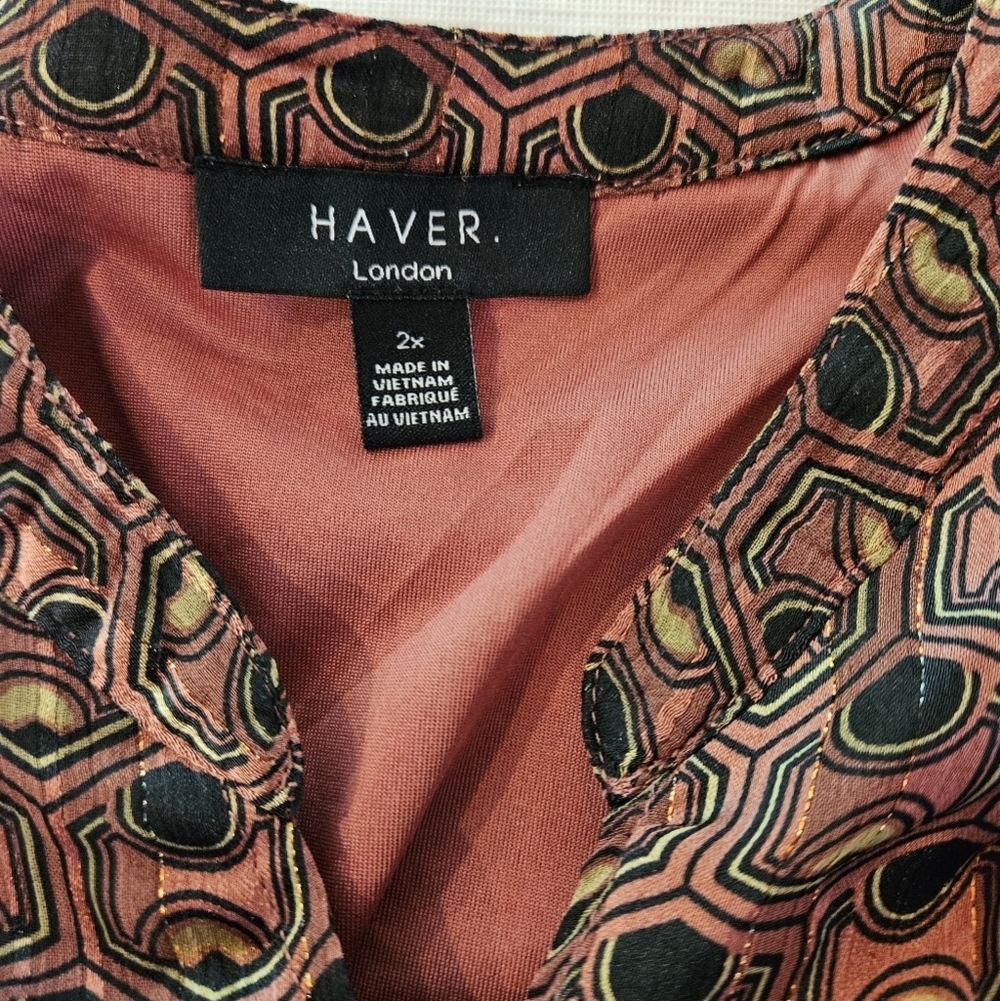 Ladies Haver London Geometric Patterned Top 2 XL​​​ - Picture 4 of 8